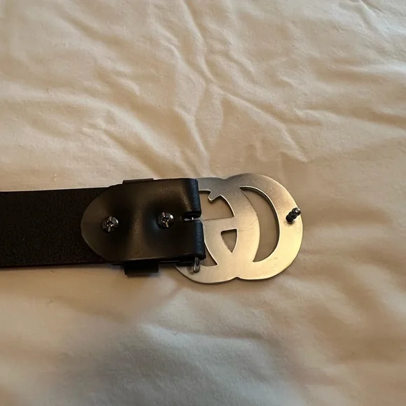 Men's GUCCI Dark Brown Leather Belt with GG Silver Buckle - Picture 3 of 4